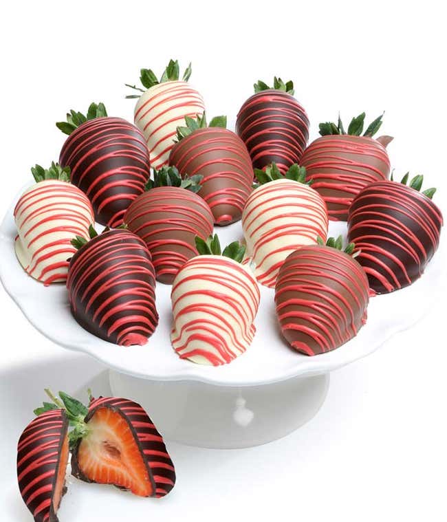 Red Swizzled Chocolate Covered Strawberries 