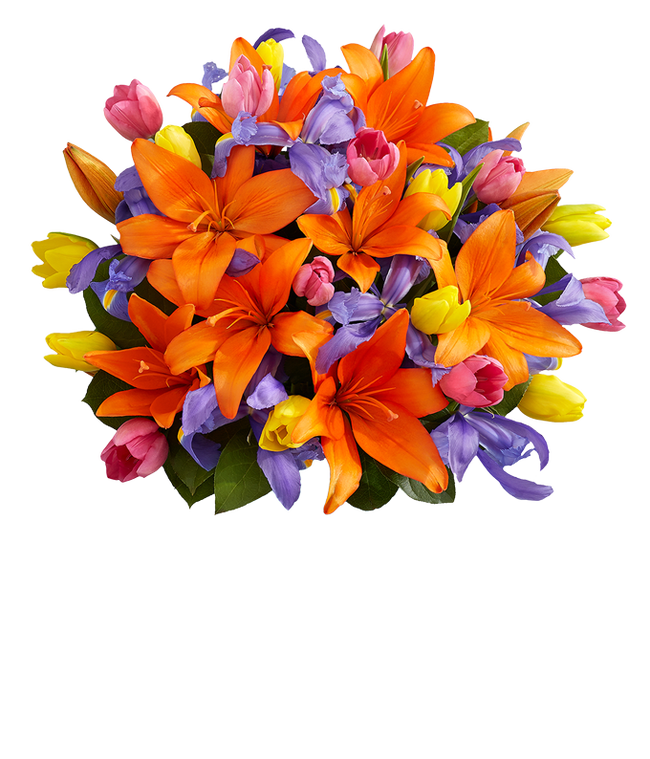 Partial image of Kaleidoscope Blooms Bouquet without vase.